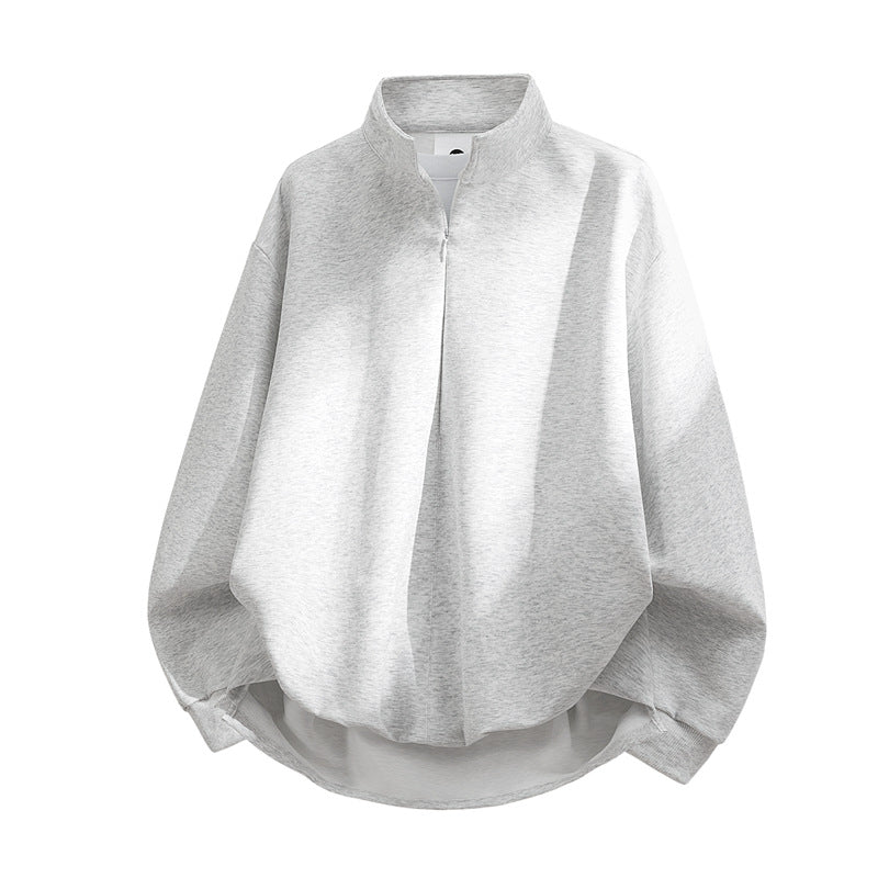 Unisex Oversize-Sweatshirt mit Stehkragen, Halbreißverschluss und ballonförmigem Saum Echoarchiv