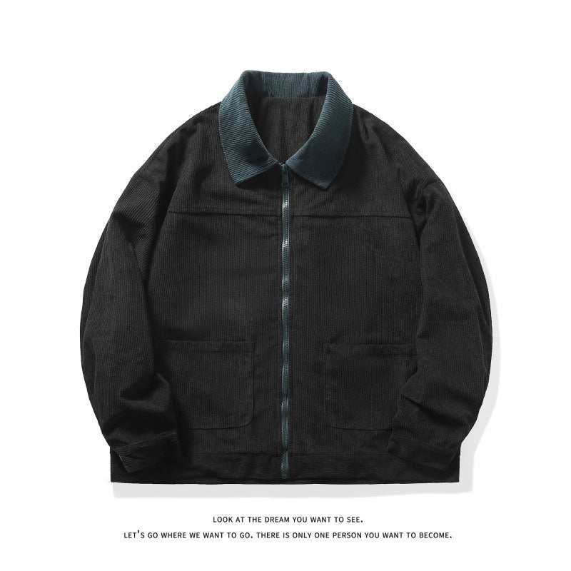 Herren nan gefütterte Cordjacke mit Kontrastkragen und Frontreißverschluss Echo Archiv