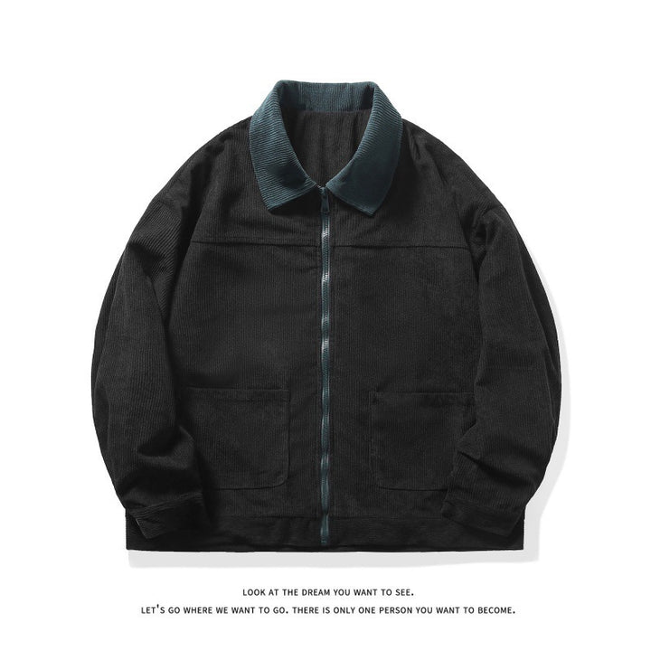 Herren nan gefütterte Cordjacke mit Kontrastkragen und Frontreißverschluss Echo Archiv