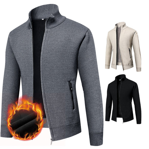 Herren Thermogefütterte Strickjacke mit Stehkragen und Mikrofleece-Innenfutter Echo Archiv