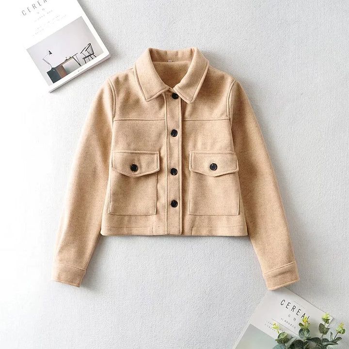 Damen Kurze Wollmix-Übergangsjacke mit aufgesetzten Pattentaschen Echo Archiv