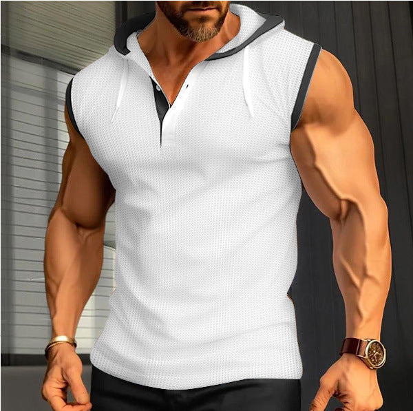 Herren sportliches ärmelloses Poloshirt mit praktischen Knopfdetails Echoarchiv