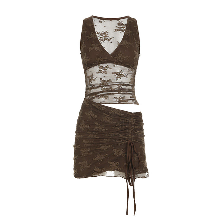 Damen Spitzen-Maxikleid mit verstellbaren Trägern und elegantem Schnitt Echo Archiv