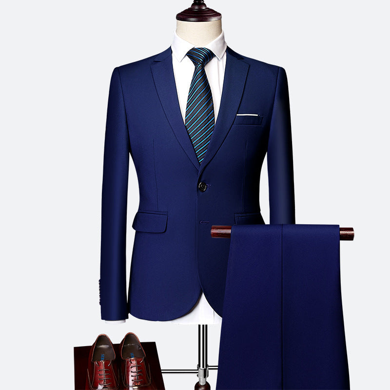 Herren nan Slim-Fit Einreiher-Anzugset mit Ein-Knopf-Sakko, schmaler Anzughose mit Bügelfalte und elastischem Stretchgewebe Echo Archiv