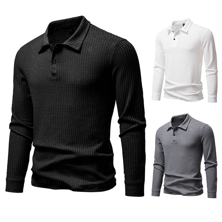 Herren Waffelstrick-Poloshirt mit Halbknopfleiste und Hemdkragen Echo Archiv