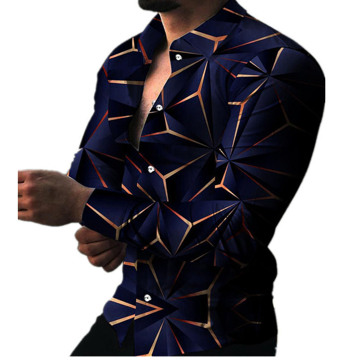 Herren Langarmhemd mit modernem 3D-Design und strukturiertem Muster Echoarchiv