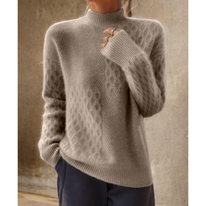 Damen nan lässiger Mohair-Mix Feinstrickpullover mit Strukturmix, Stehkragen und überschnittenen Schultern Echo Archiv