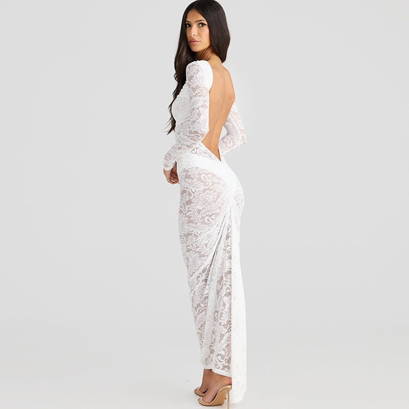 Damen Elegantes Spitzenkleid mit langem Arm Echo Archiv