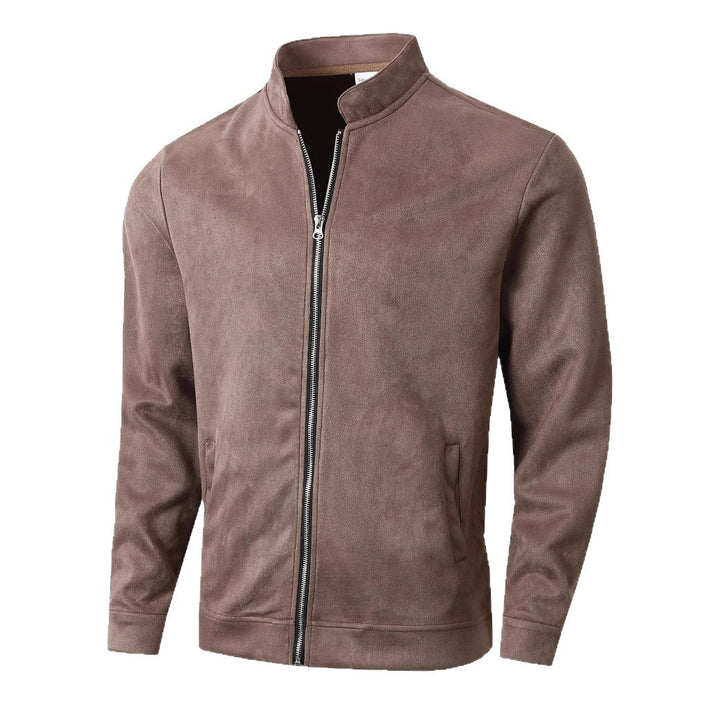 Herren modische Jacke aus weichem Wildlederimitat mit hohem Kragen Echoarchiv