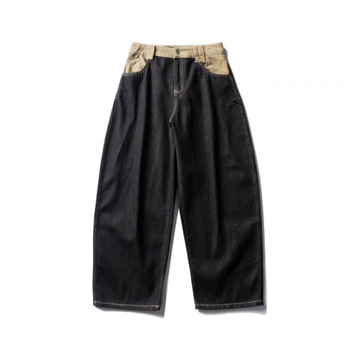 Unisex Weite zweifarbige Denimhose mit hohem Bund und kontrastierten Eingrifftaschen Echo Archiv