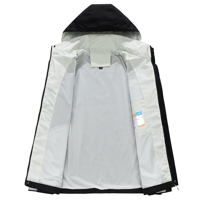 Herren Wasserdichte dreilagige Outdoorjacke mit Kapuze, atmungsaktivem Meshfutter und verstellbaren Bündchen – Taviero