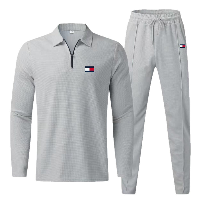 Herren sportliches Funktionsset mit modernem Kragen und elastischem Bund Echoarchiv