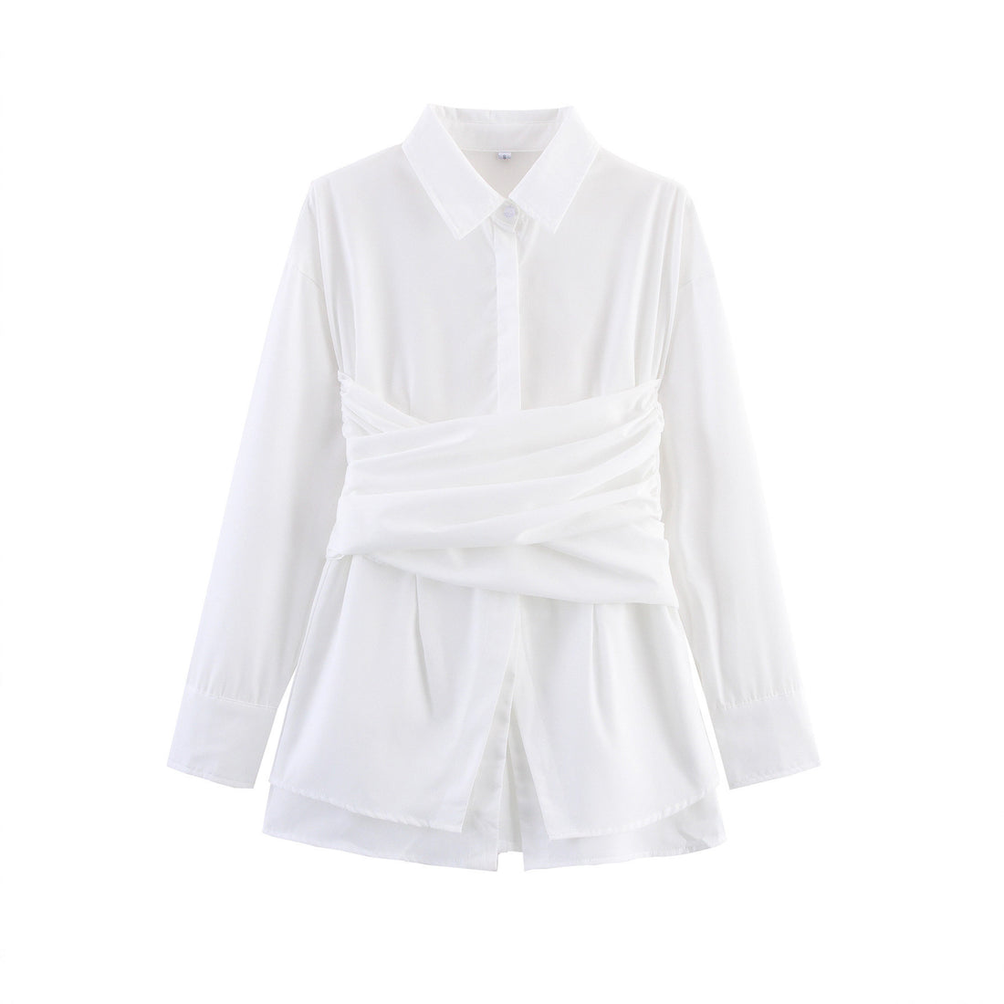 Damen Wickeloptik-Hemdbluse mit drapiertem Tailleneinsatz Echoarchiv