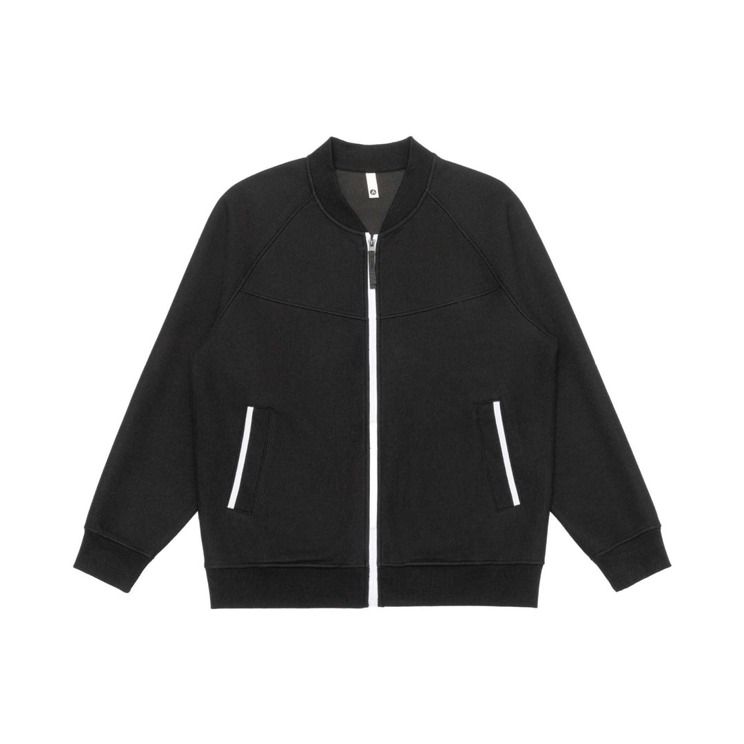 Unisex Sweatjacke im Bomberstil mit durchgehendem Reißverschluss, Raglanärmeln und Kontrastbesatz Echoarchiv