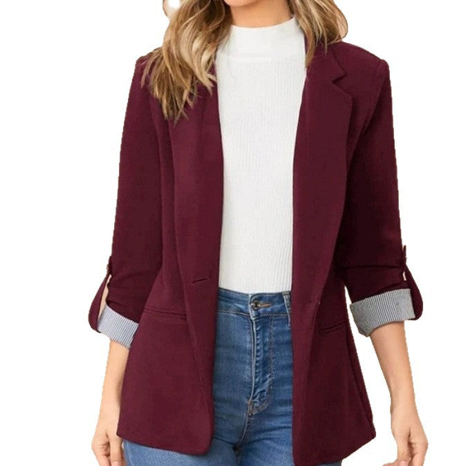 Damen nan taillierter Casual-Blazer mit umschlagärmeln und dekorativem Knopfdetail Echo Archiv