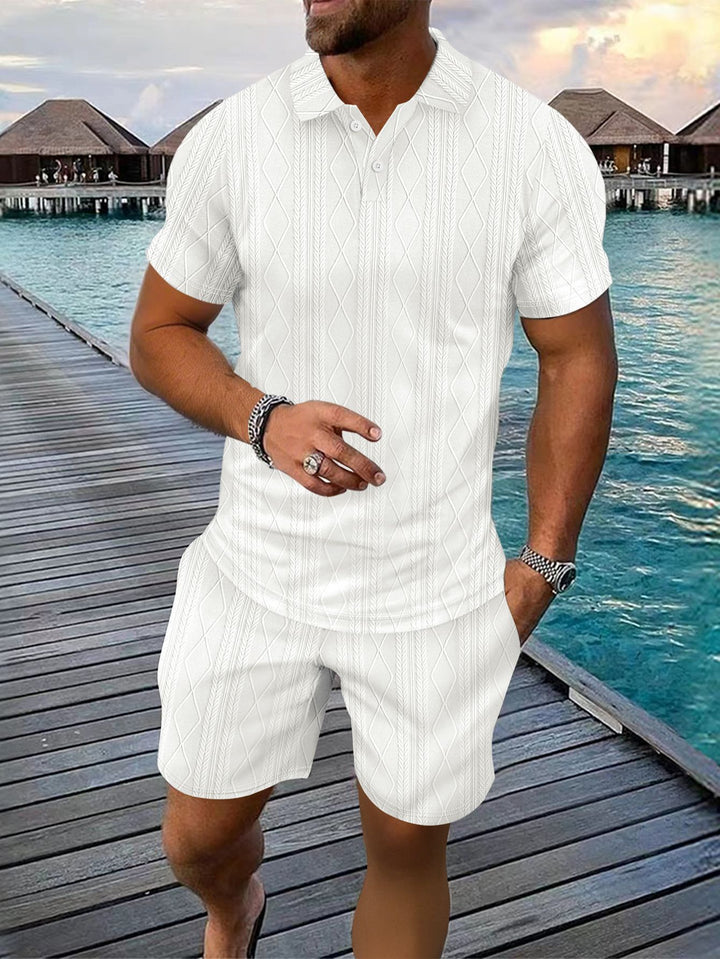 Herren Poloshirt mit strukturiertem Design und Kurzshorts Echoarchiv