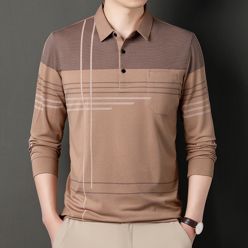 Herren langärmliges Poloshirt mit modernem Grafikdesign Echoarchiv