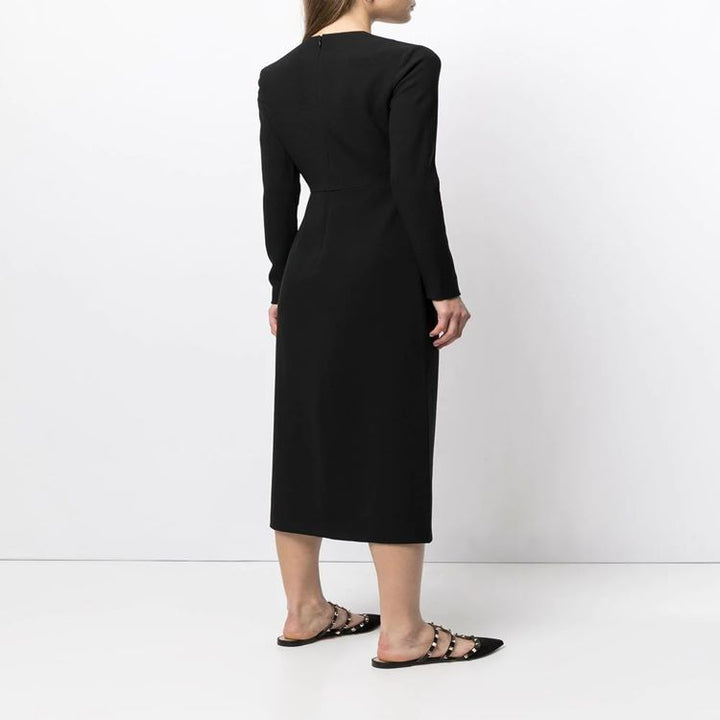 Damen Tailliertes Midikleid mit langem Arm, vorderlichem Schlitz und cleanem Tailoring Echoarchiv