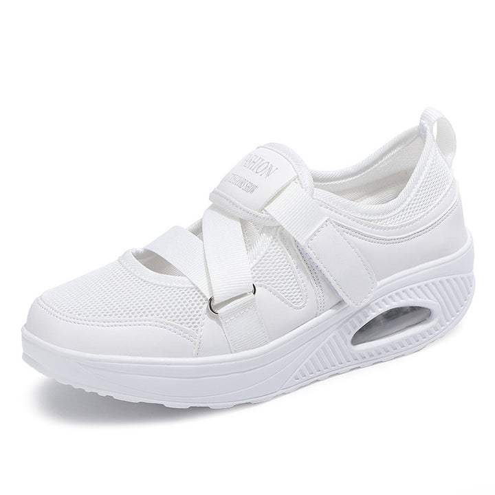 Damen nan stabilisierender Komfort-Sneaker mit luftgepolsterter Keilsohle und Klett-Riemenverschluss Echo Archiv