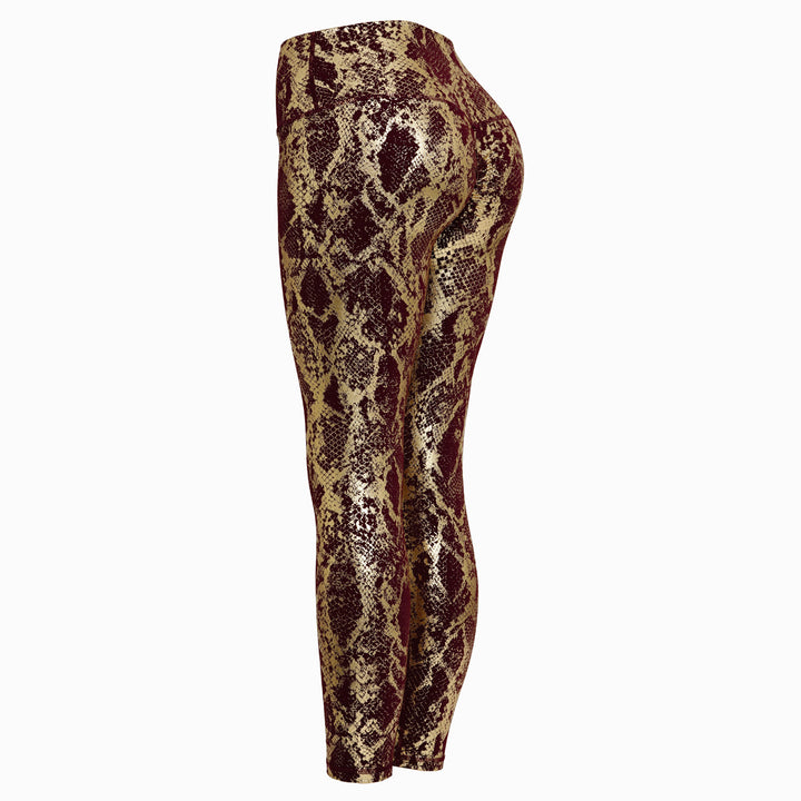 Damen nan hoch taillierte Sportleggings mit formender Kompression und strukturierter Schlangenprägung Echo Archiv