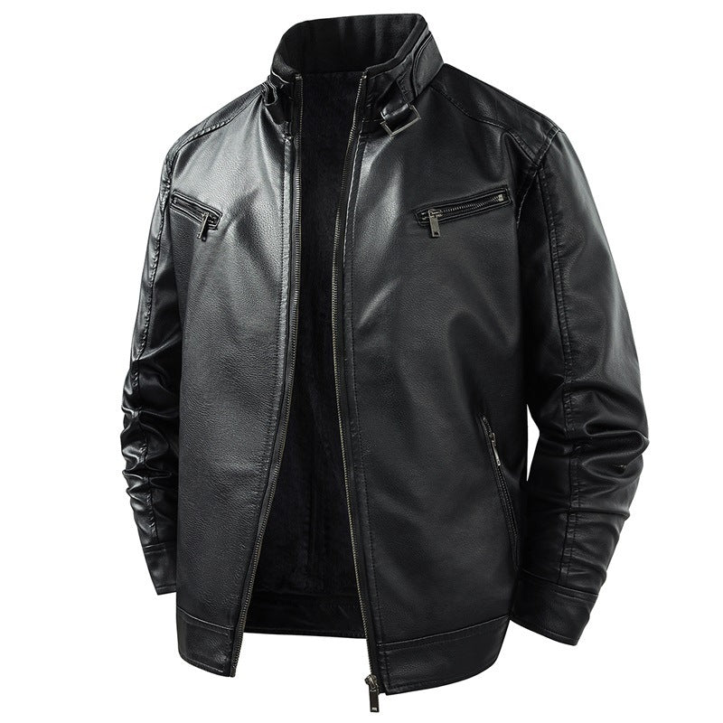 Herren Modische Lederjacke mit Fleece-Futter Echo Archiv