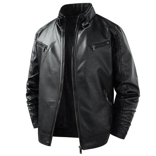 Herren Modische Lederjacke mit Fleece-Futter Echo Archiv