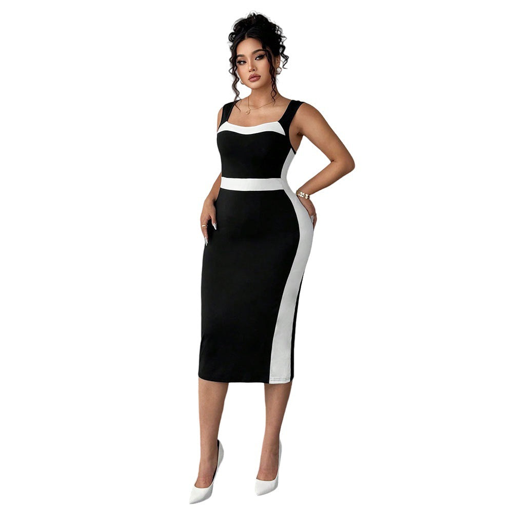 Damen figurbetontes Midi-Kleid mit Kontrastdetail und schmalem Schnitt Echo Archiv