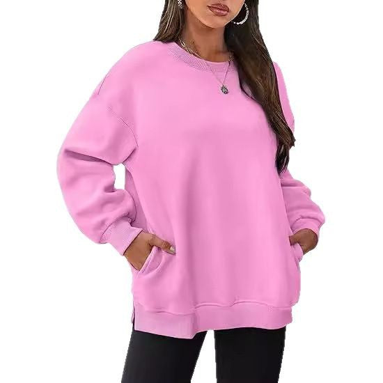 Damen nan lässiger Oversize-Sweatpullover mit seitlichen Eingrifftaschen, geripptem Saum und überschnittener Schulter Echo Archiv