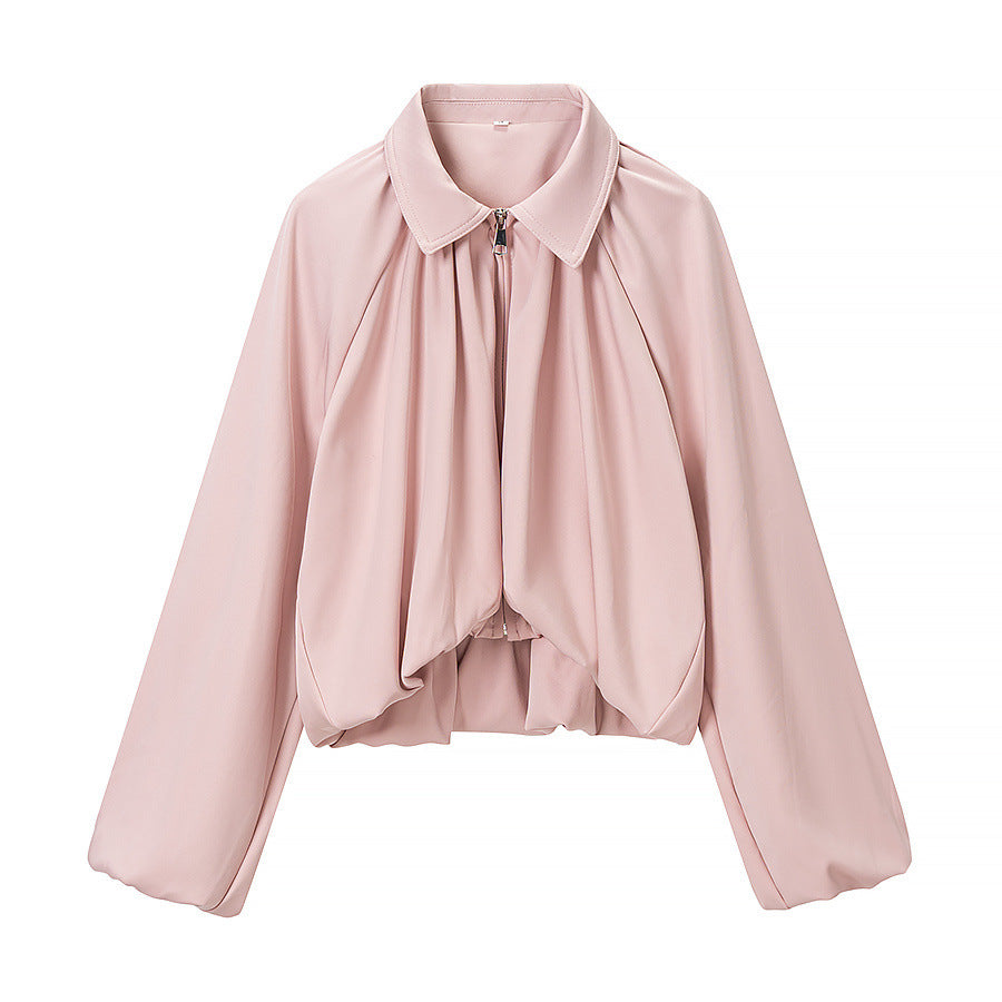 Damen Kurzblouson mit Kellerfalten, Reißverschluss und Ballonärmeln Echo Archiv