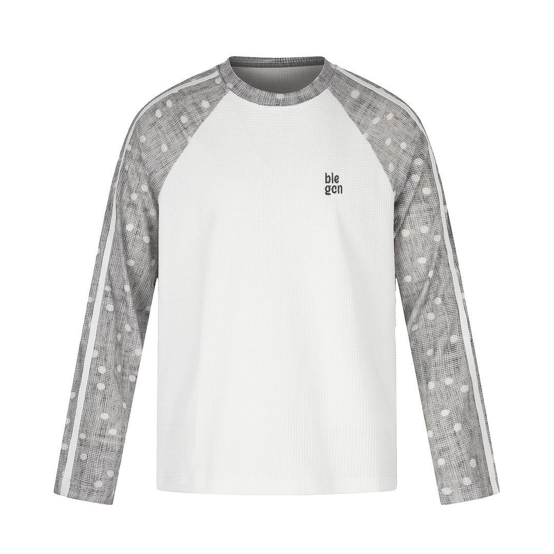 Unisex Waffelstruktur-Sweatshirt mit transparenten Kontrastärmeln, Raglan und Seitenstreifen Echoarchiv