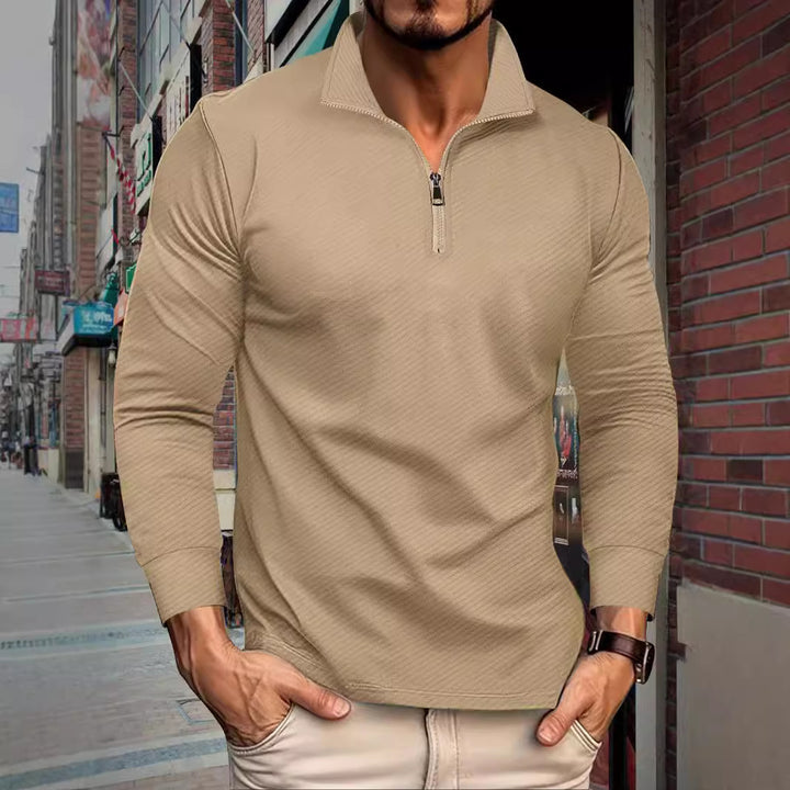 Herren funktionaler Langarmpullover mit Halbzipper und innovativem Strukturdesign Echoarchiv