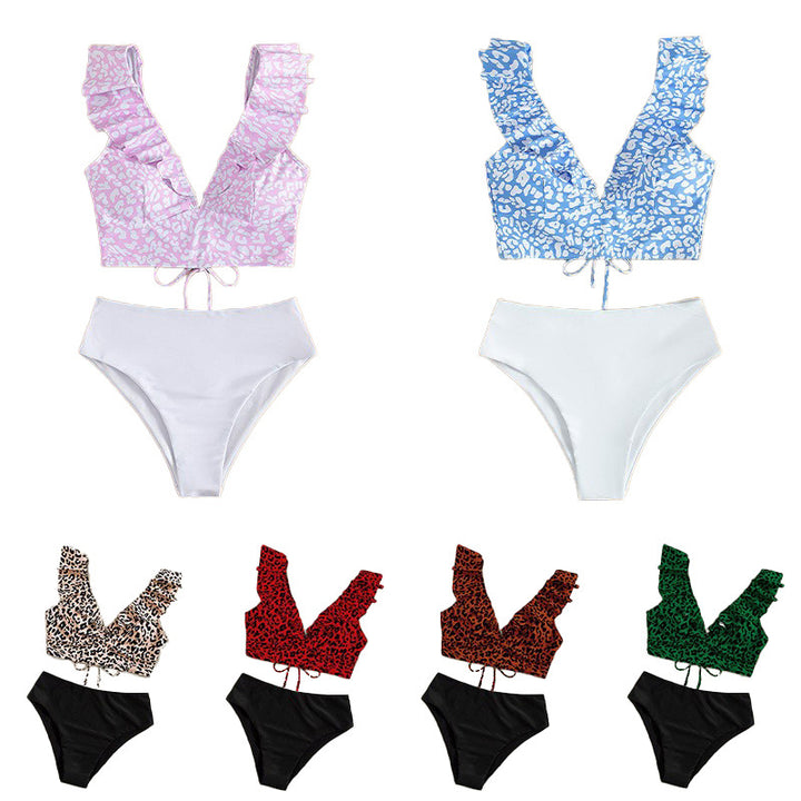 Damen Triangel-Bikini-Set mit Rüschen und raffiniertem Tiermuster Echo Archiv