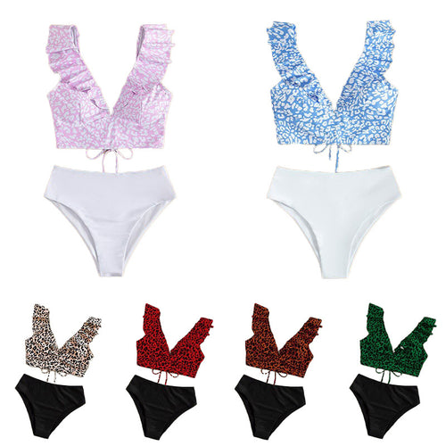 Damen Triangel-Bikini-Set mit Rüschen und raffiniertem Tiermuster Echo Archiv