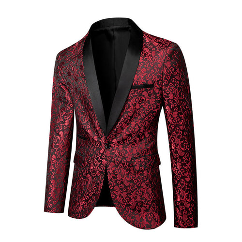 Herren Extravaganter Smokingblazer mit floralem Jacquard-Muster Echoarchiv