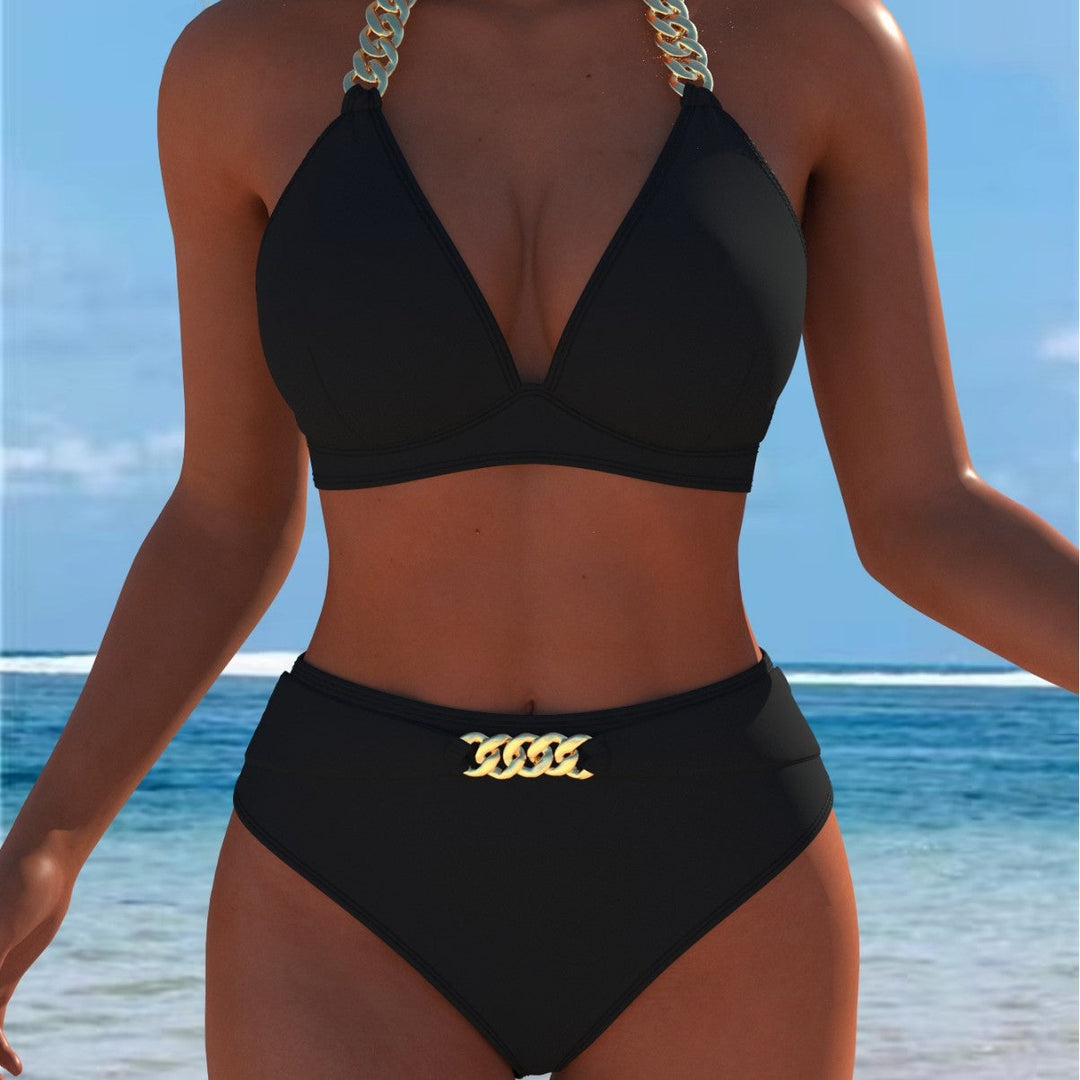 Damen Bikini mit luxuriösem Marmormuster und edlen Details Echoarchiv