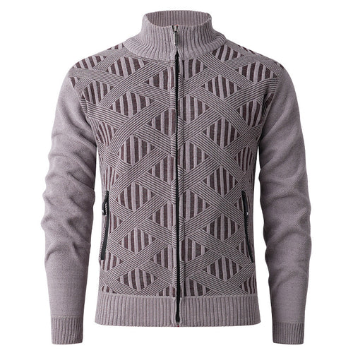 Herren elegante Strickjacke mit strukturiertem Design und hohem Stehkragen Echoarchiv