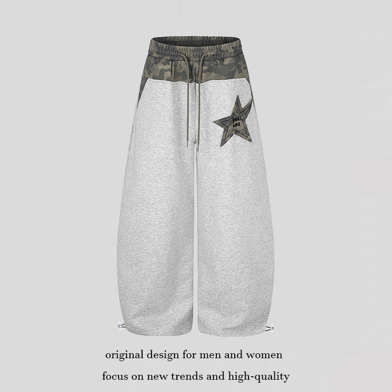 Damen Extraweite Culotte-Sweatpants mit Camouflage-Bund und Sternpatch Echoarchiv