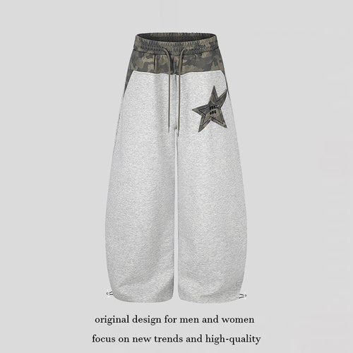 Damen Extraweite Culotte-Sweatpants mit Camouflage-Bund und Sternpatch Echoarchiv