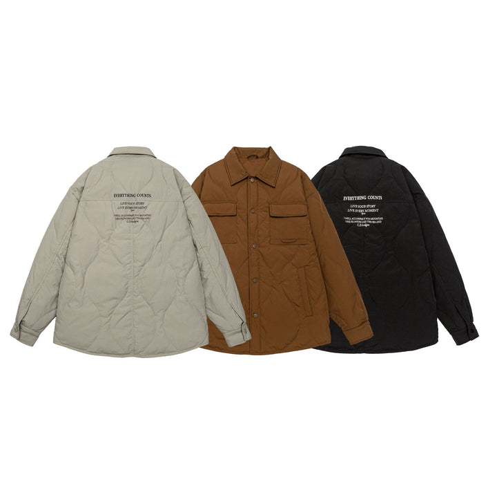 Herren Gesteppte Oversize-Hemdjacke mit Steppung, Druckknöpfen und Brusttaschen Echoarchiv