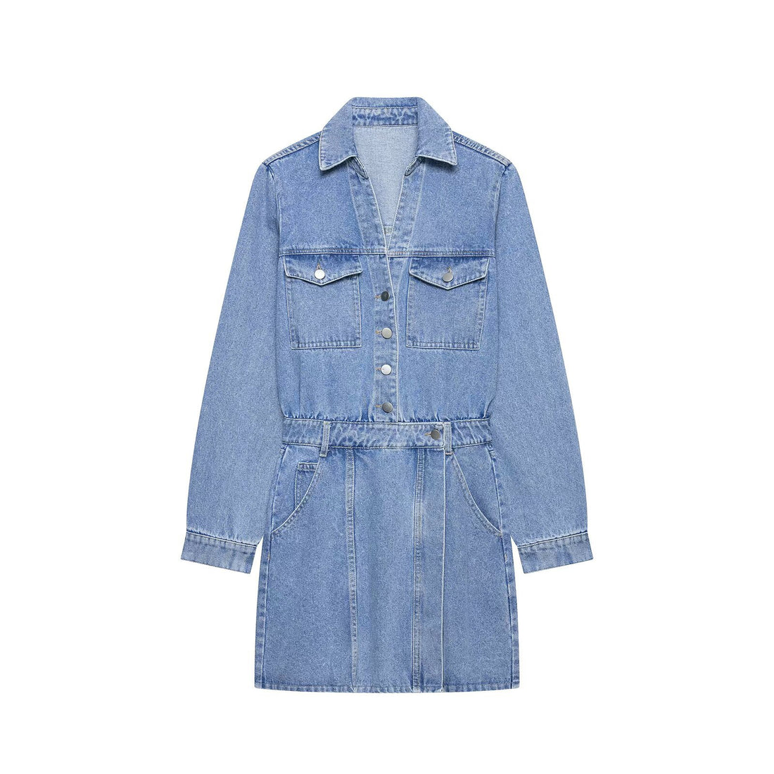 Damen Jeanskleid mit Hemdblusenkragen Taillengürtel und aufgesetzten Taschen Echo Archiv