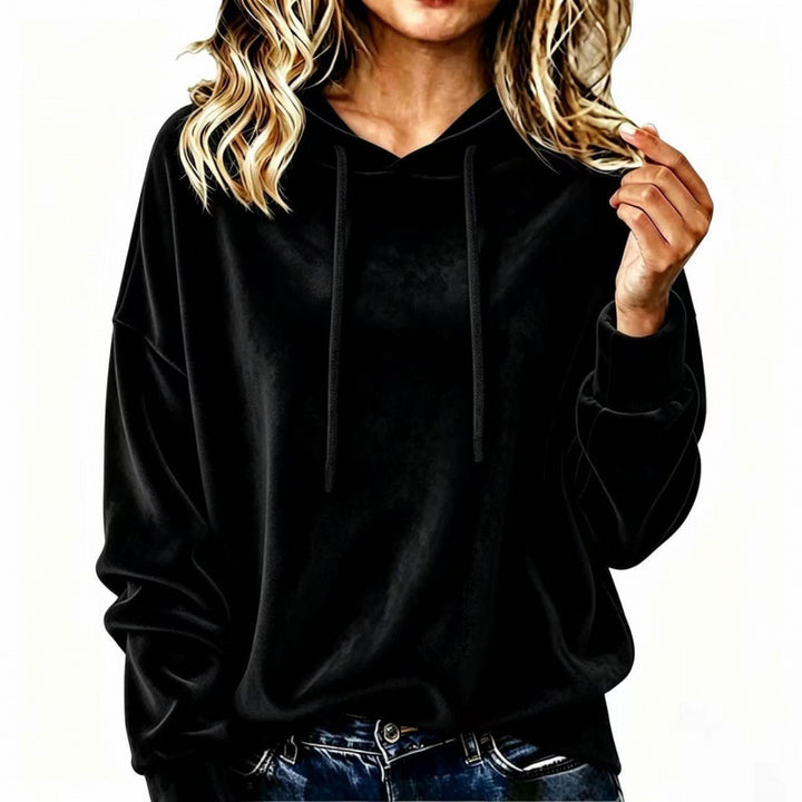 Damen Velours-Oversize-Kapuzenpullover mit Raglanärmeln Echoarchiv