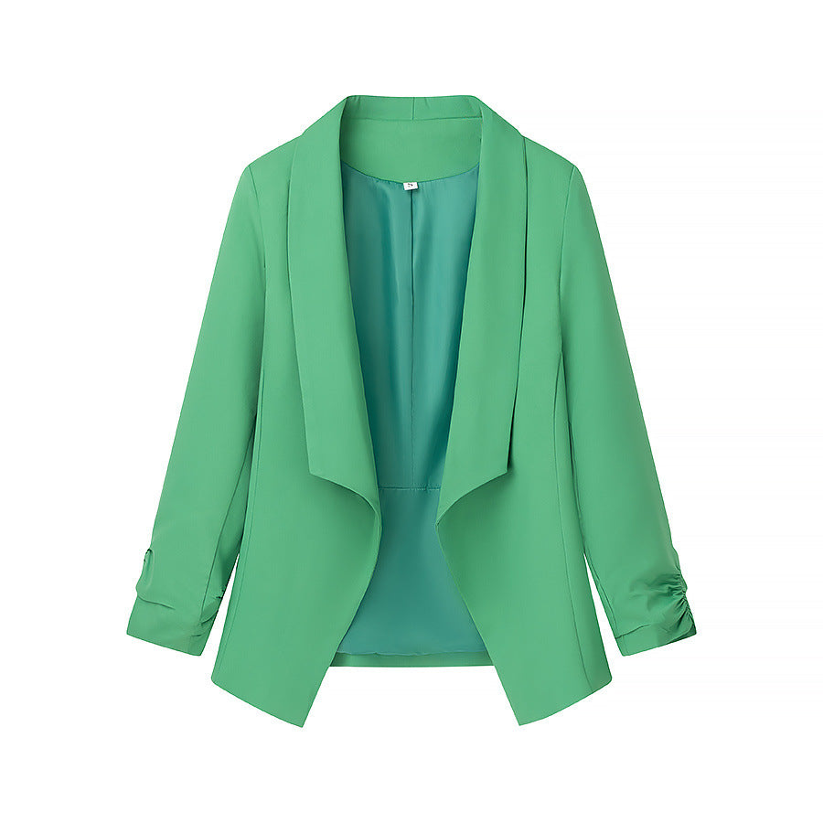 Damen nan locker fallende Waterfall-Blazerjacke mit gerafften Ärmelabschlüssen Echo Archiv