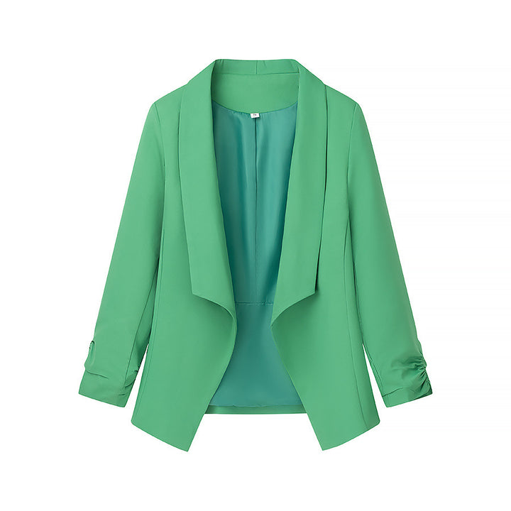 Damen nan locker fallende Waterfall-Blazerjacke mit gerafften Ärmelabschlüssen Echo Archiv