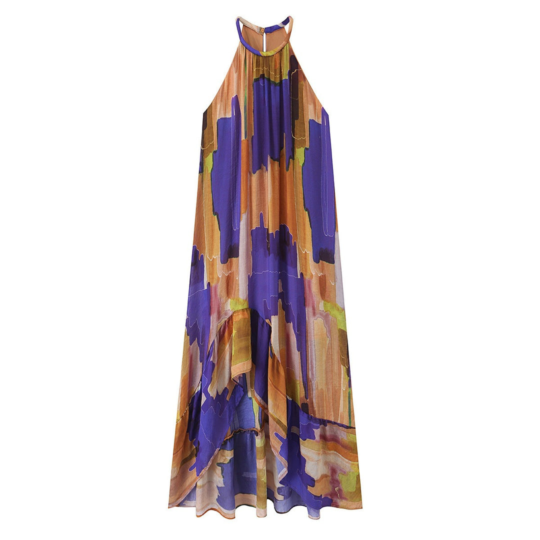 Damen Maxikleid mit hohem Kragen und fließendem Stoff Echo Archiv