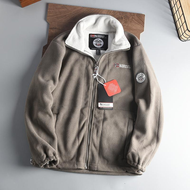 Herren Wärmende Fleecejacke mit Stehkragen, Reißverschluss und elastischen Bündchen Echo Archiv