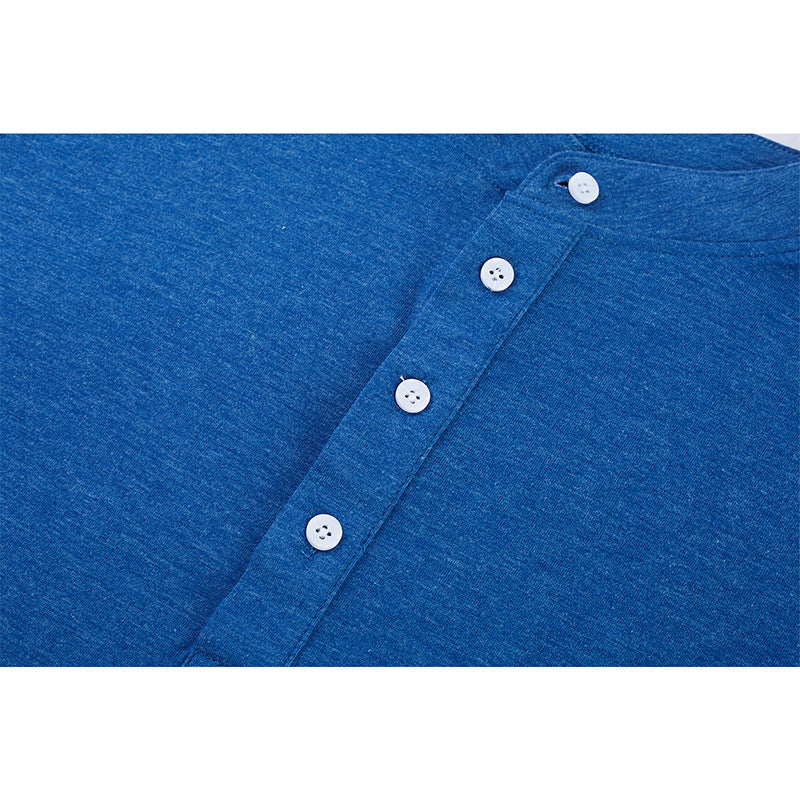 Herren Kurzarm-Henley-Shirt mit kontrastierendem Kragen und komfortabler Knopfleiste Echoarchiv