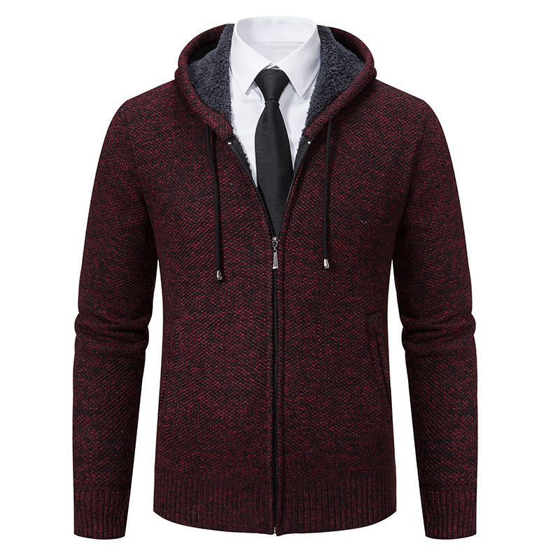 Herren modische Strickjacke mit Kapuze und elegantem Reißverschluss Echoarchiv