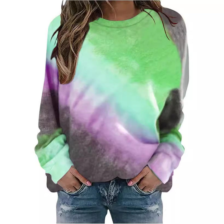 Damen Oversize Batik Sweatshirt mit Rundhalsausschnitt und weichen Rippbündchen Echoarchiv