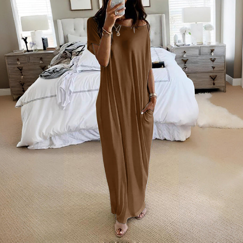 Damen Lockere Maxikleid mit Animal-Print und Seitentaschen Echo Archiv