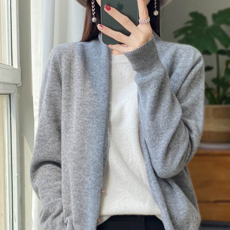 Damen Offener Feinstrick-Cardigan im Mohair‑Look mit geradem Saum und schmalen Bündchen Echoarchiv